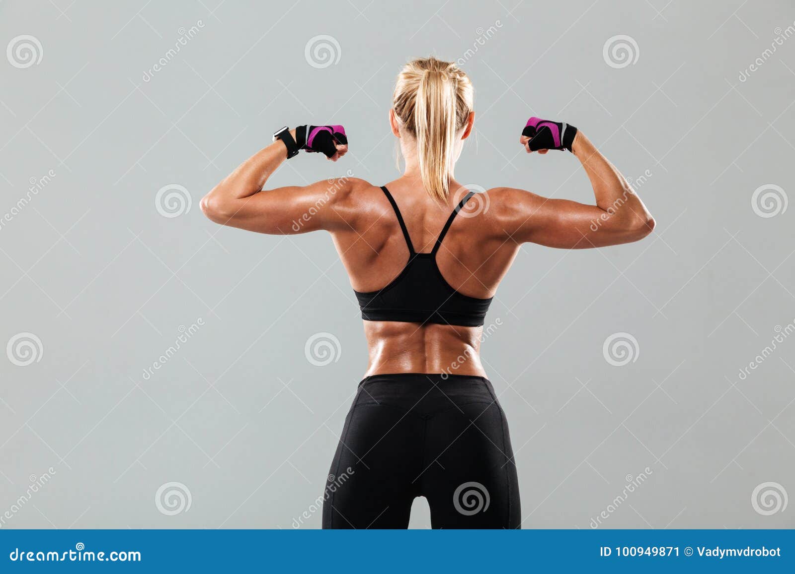Back View Photo Of Amazing Young Sports Woman Stock Image Imag