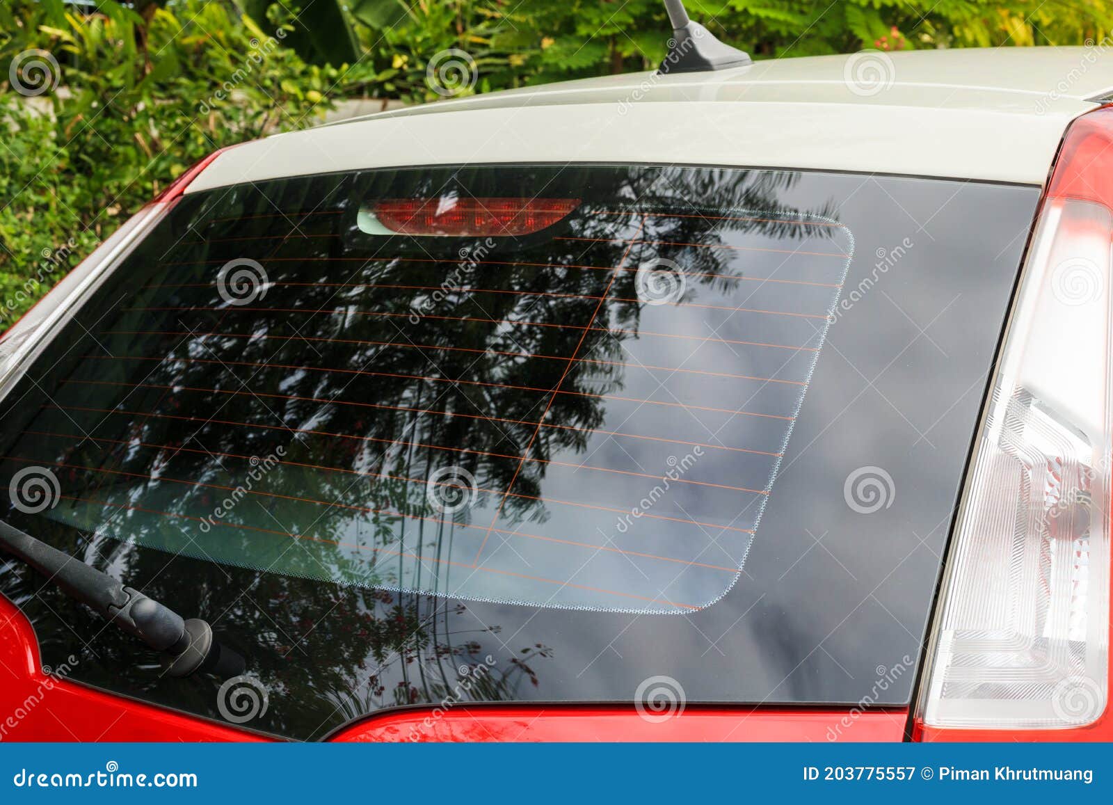 Back View of Red Car Window for Sticker Mockup Stock Image Image of