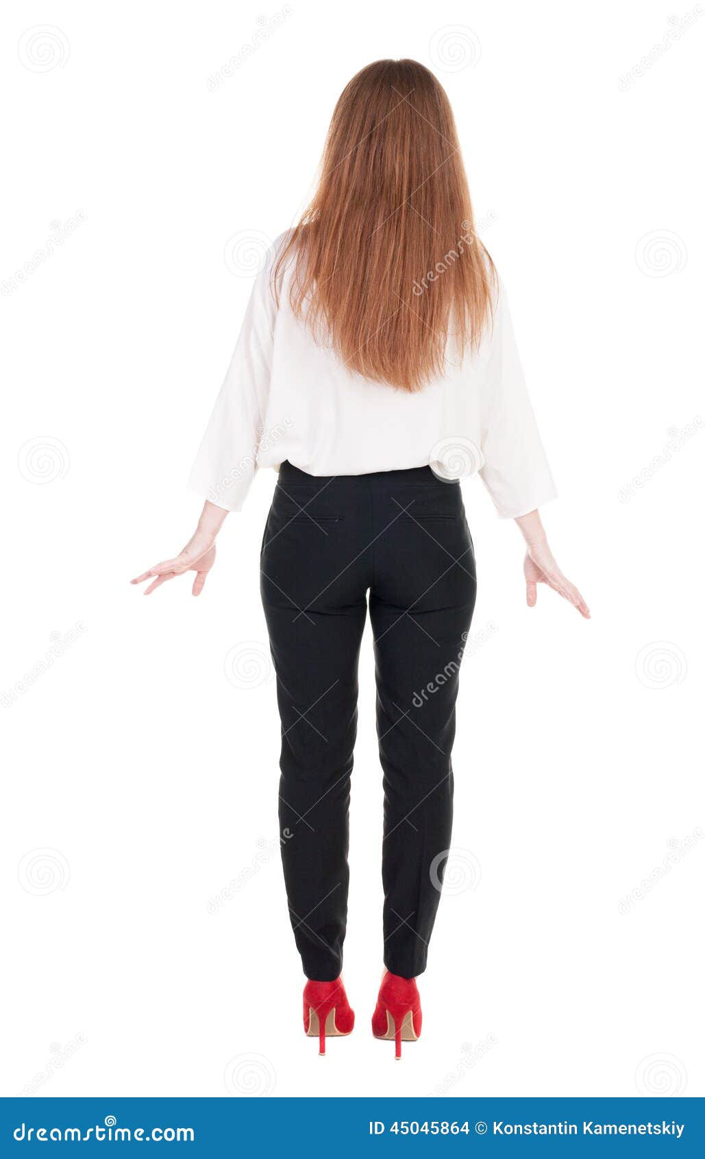 Back View of Redhead Business Woman Contemplating. Stock Photo - Image ...