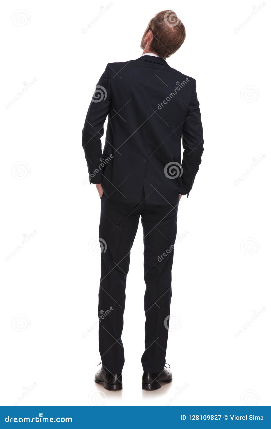 Back View of Relaxed Businessman Looking Up To Side Stock Image - Image ...