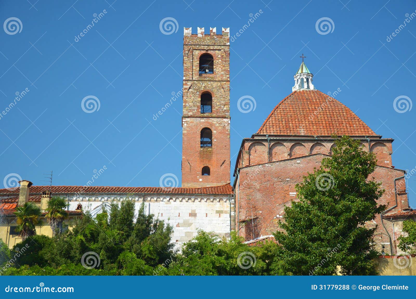 back view of the saint giovanni church in lucca, italy