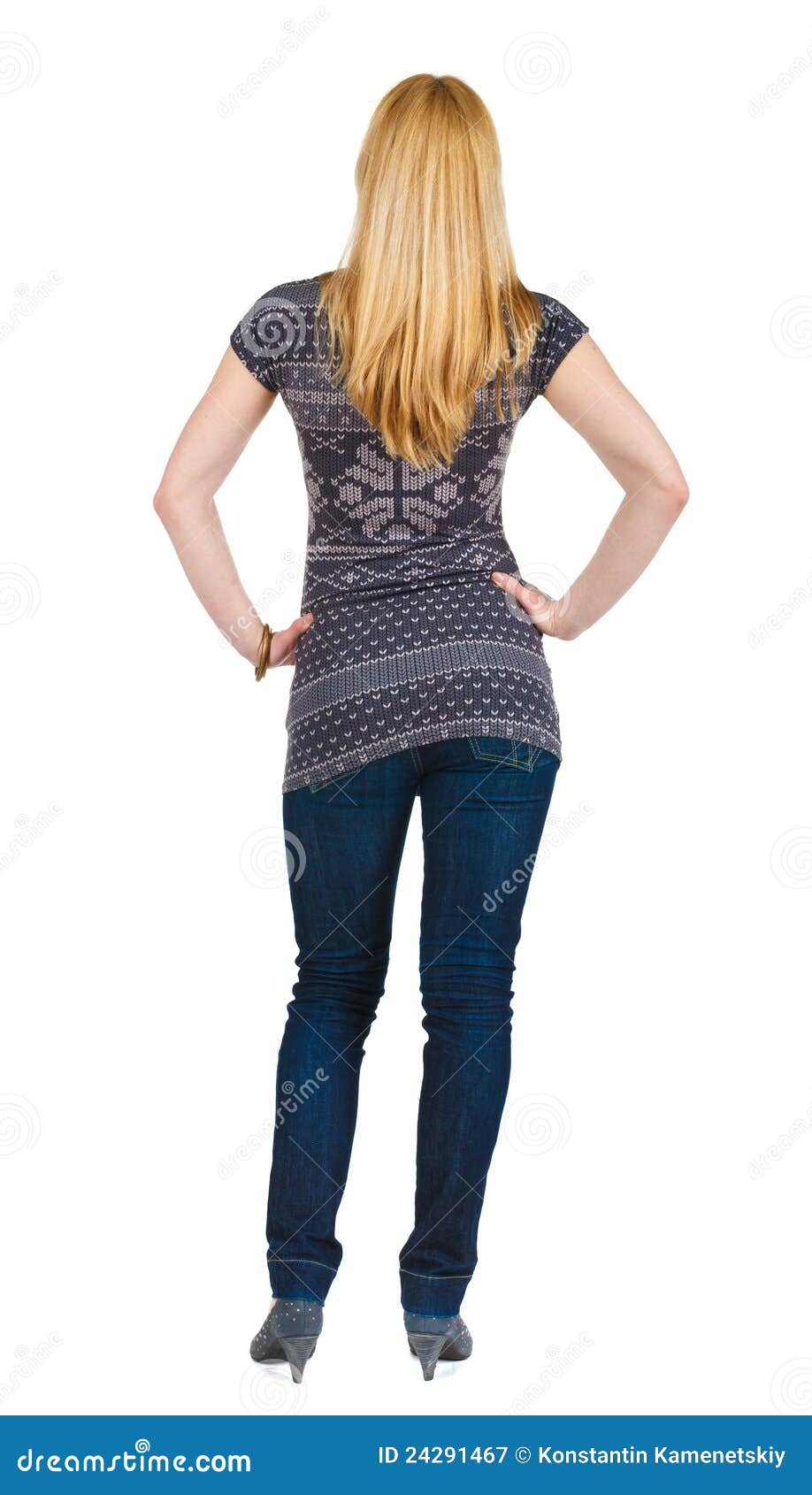 Back View Of Standing Beautiful Blonde Woman Stock Image Image Of