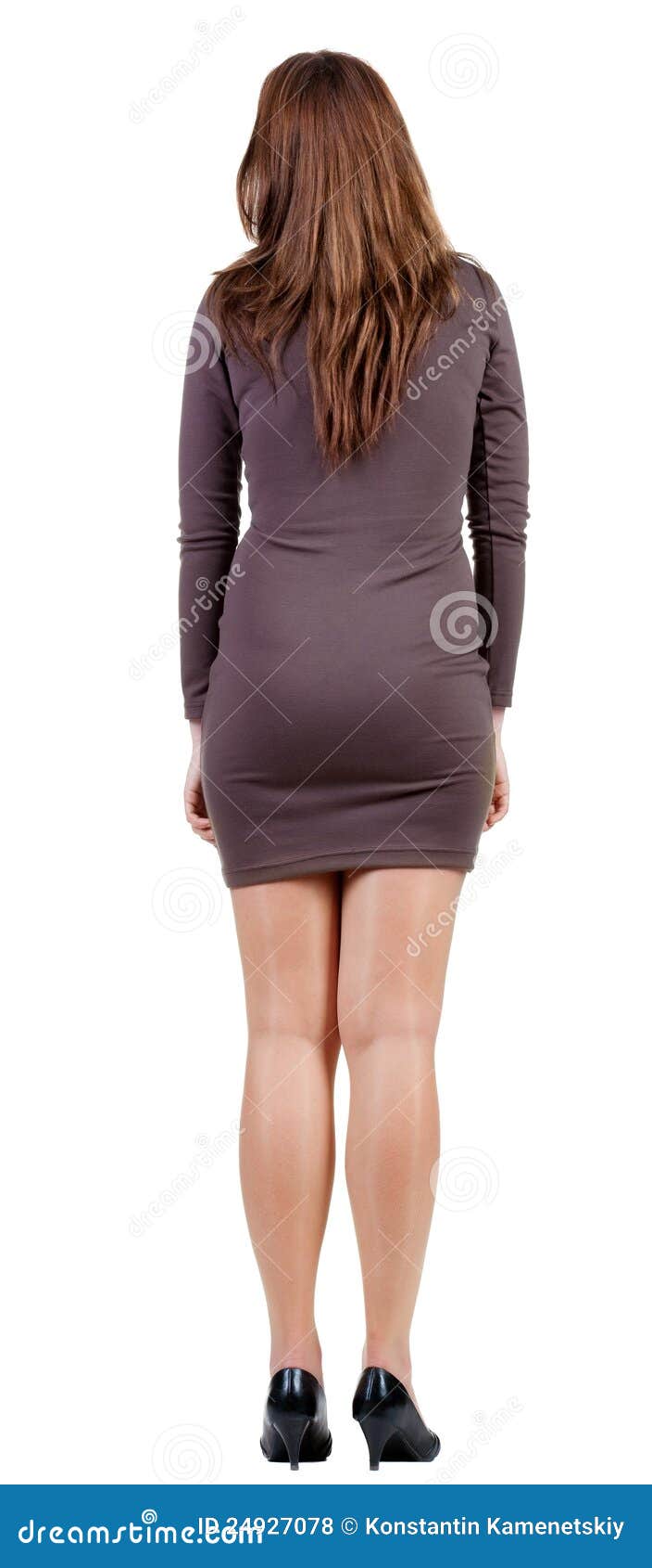 Back View of Standing Beautiful Woman. Stock Photo - Image of caucasian