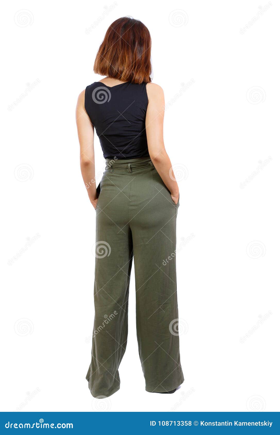 Back View Of Standing Young Beautiful Woman Stock Photo Image Of