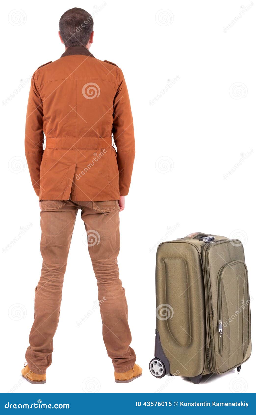 Back View of Traveling Busness Man with Suitcase Stock Image - Image of ...