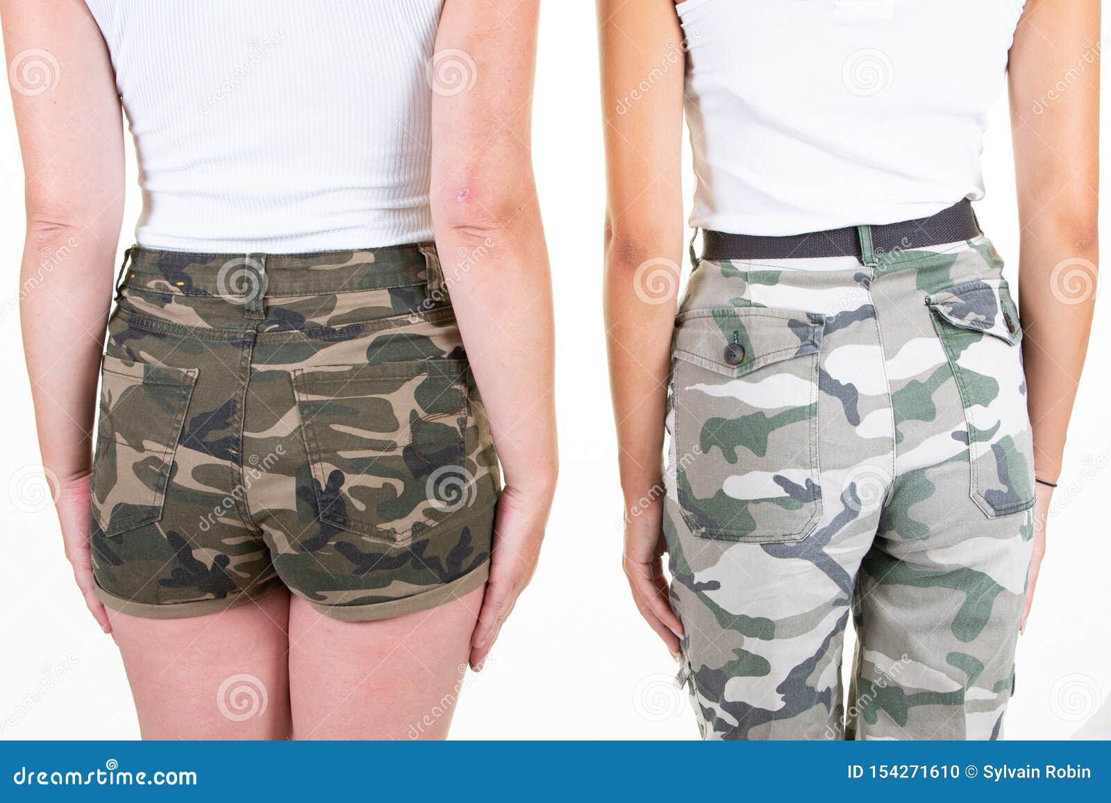 Download Back View Of Two Shapely Women In Military Camouflage ...