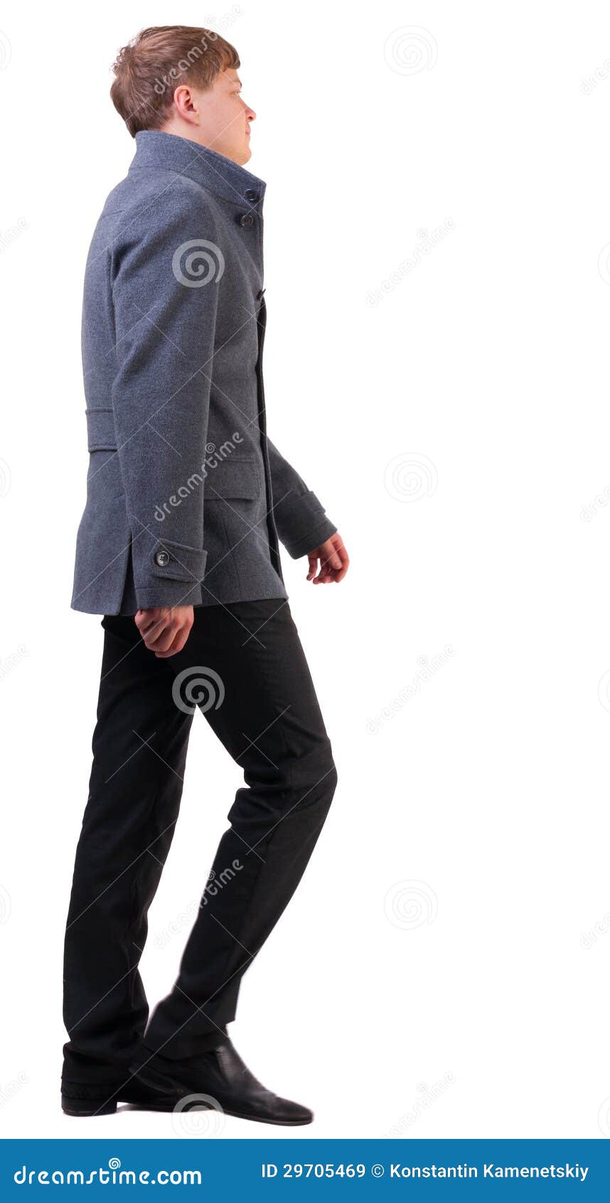 Back View of Walking Business Man Stock Image - Image of brown, rear ...