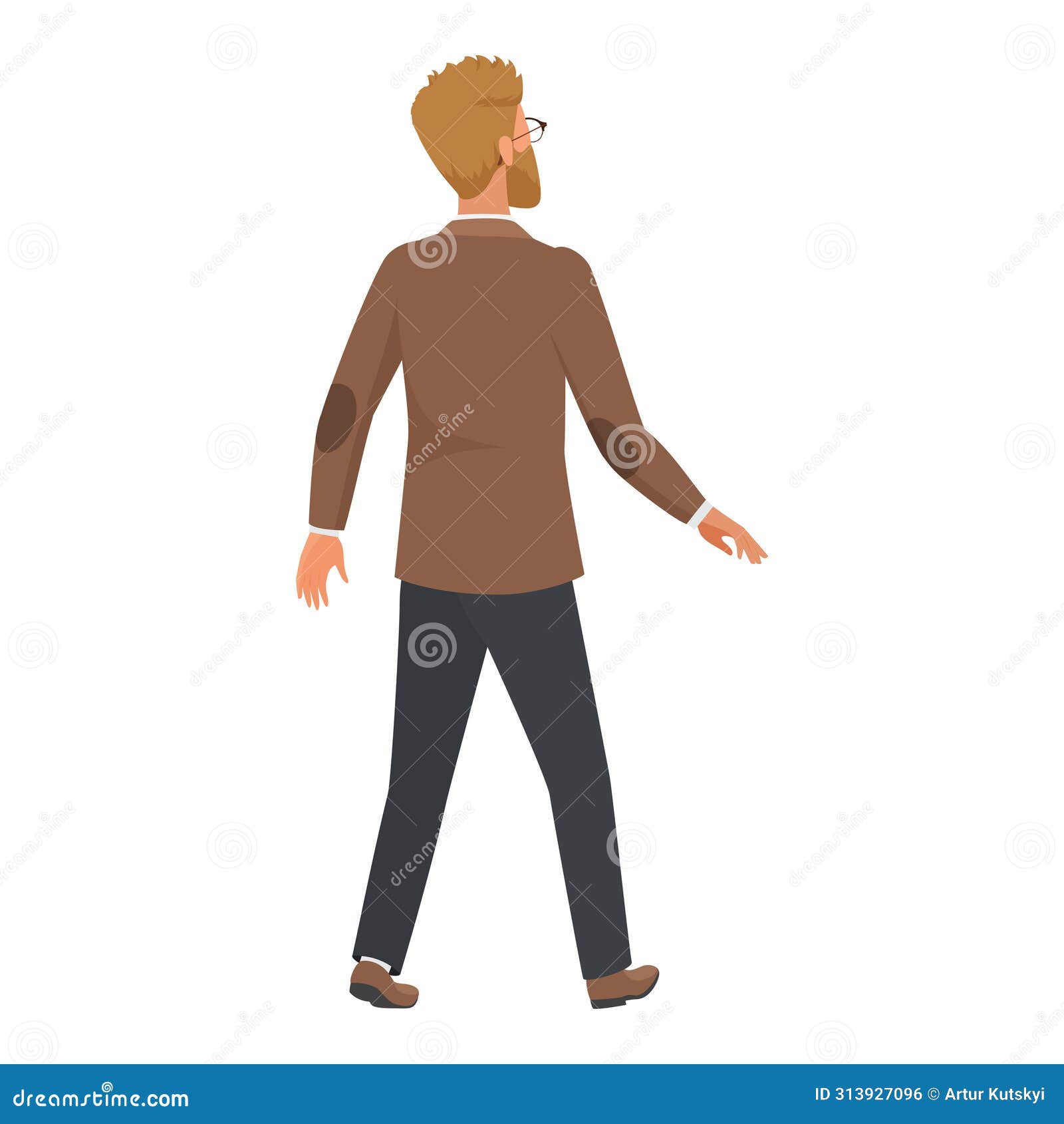 Back View of Walking Man in Formal Suit, Teacher or Office Worker in Hurry  To Work Stock Illustration - Illustration of school, male: 313927096, image size:1600x1690