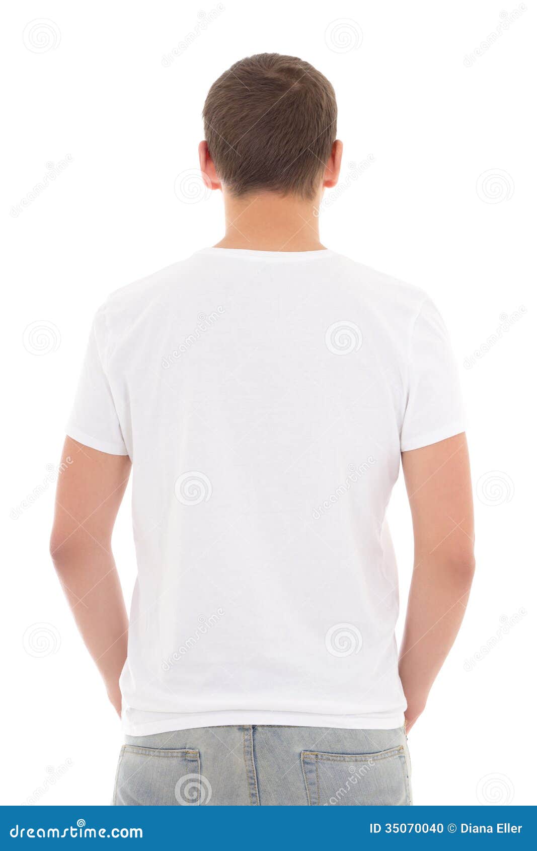 Download Back View Of White T-shirt On A Man Isolated Stock Photo ...