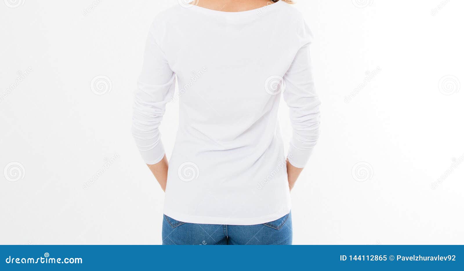 Download Back View: Woman In White T-shirt Mock Up Isolated, T ...