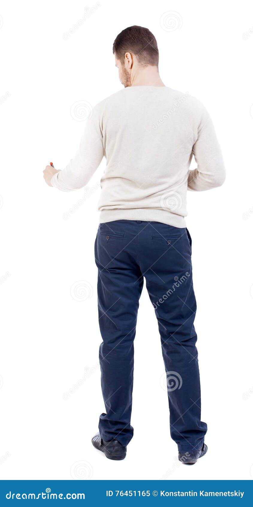 Back View of Writing Business Man. Stock Image - Image of male, draws ...