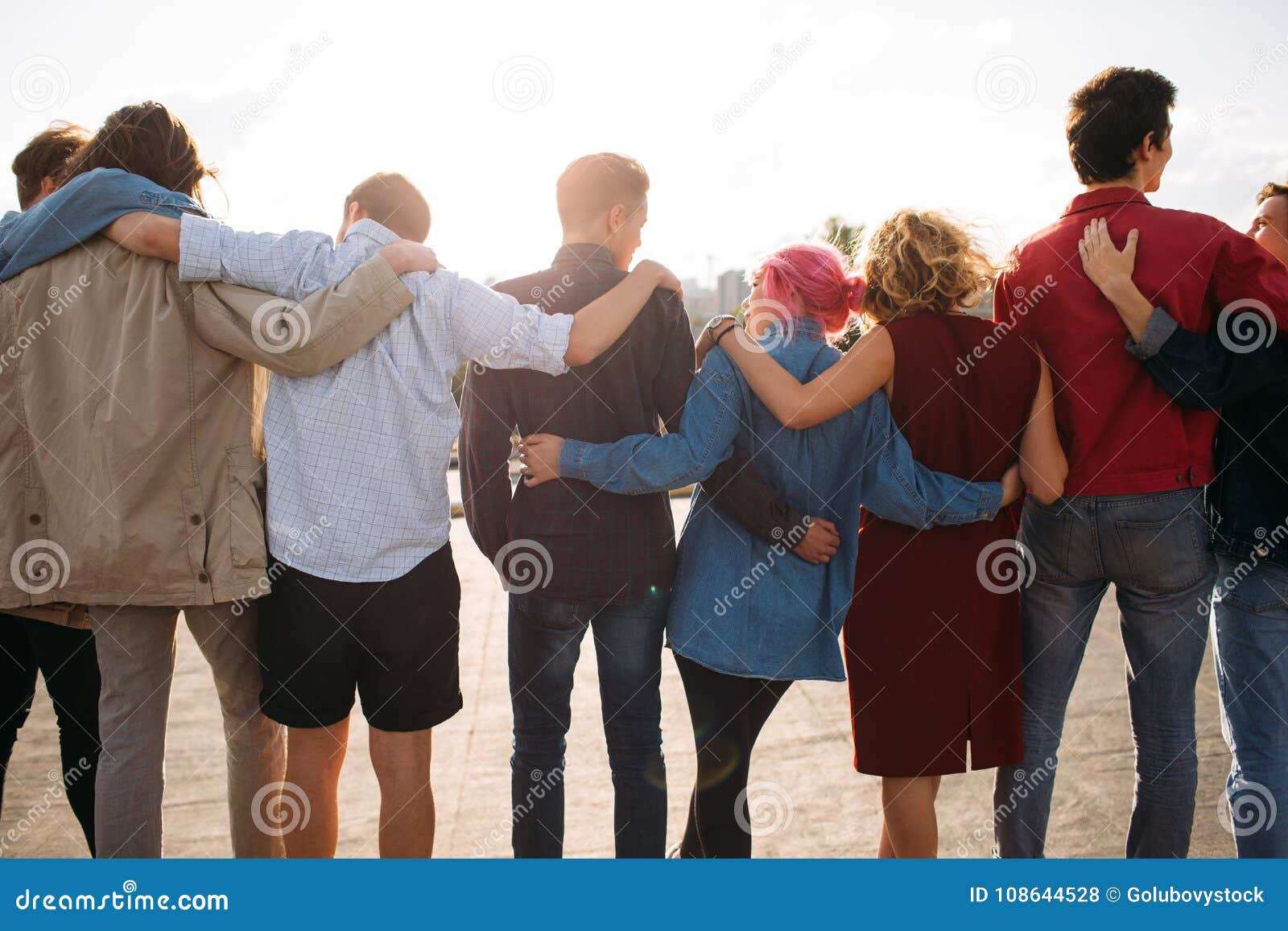 group diverse people unity support friendship back