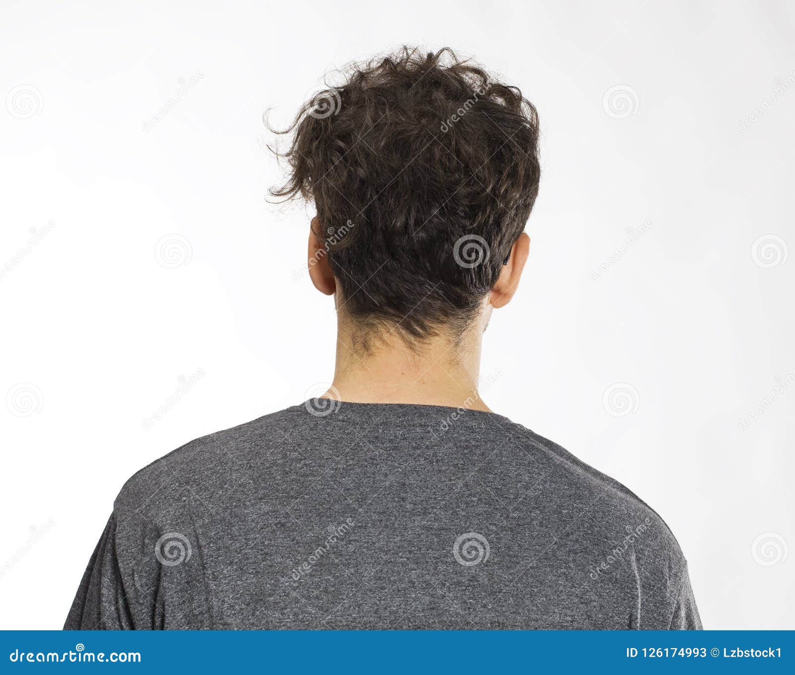 Back View of Young Man with Curly Hair Stock Image - Image of people,  sparse: 126174993