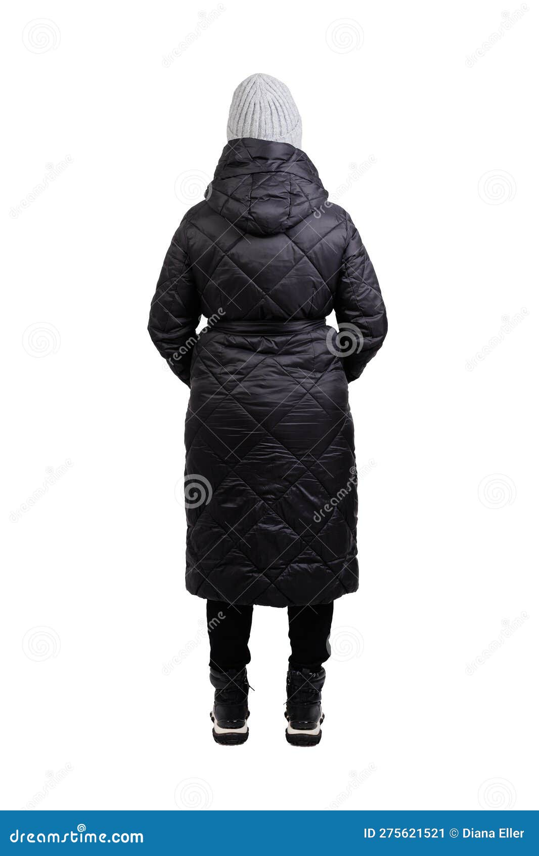 275 Back View Woman Winter Clothes Isolated White Stock Photos