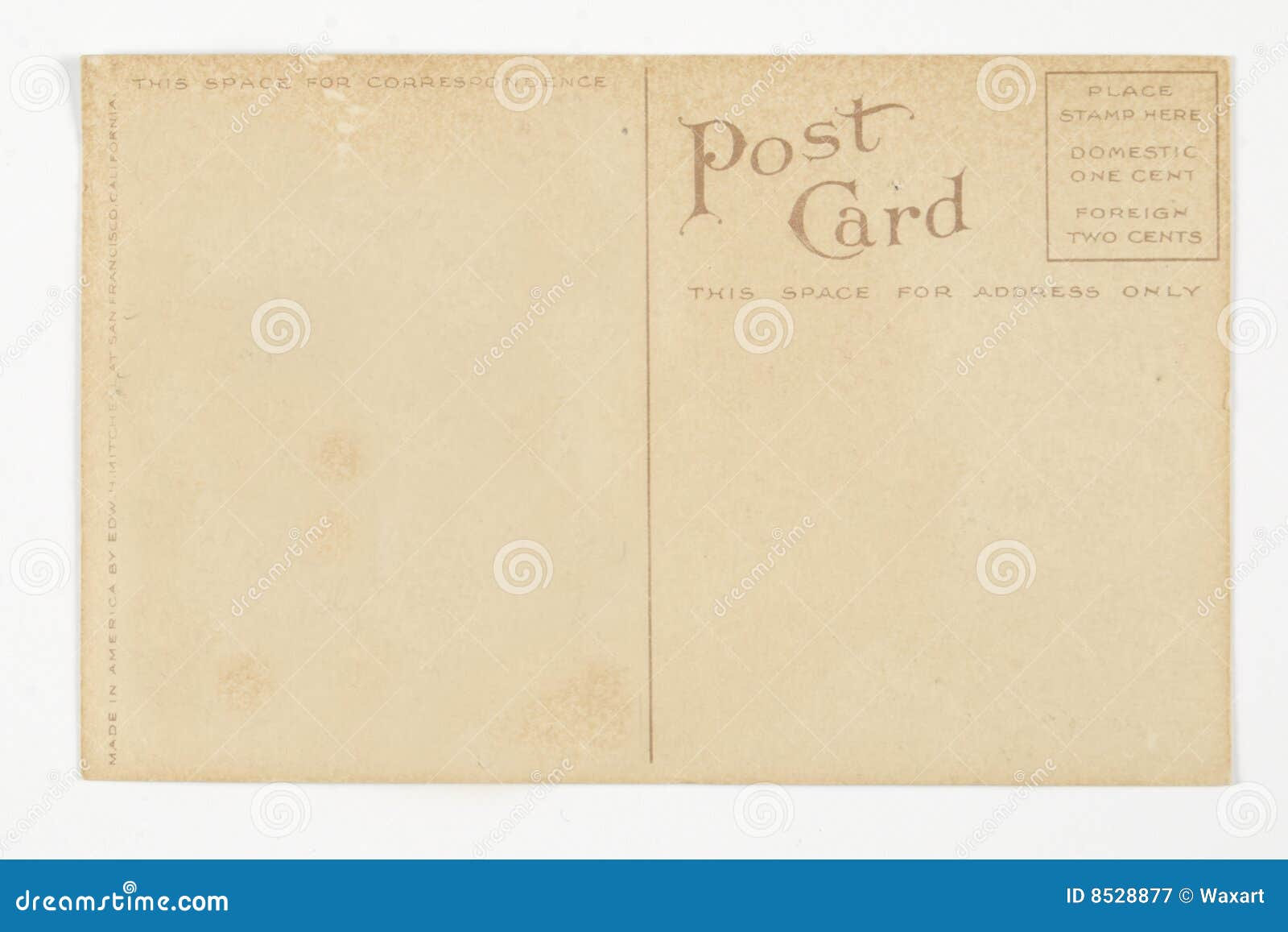 Back of vintage postcard stock image. Image of vintage 8528877