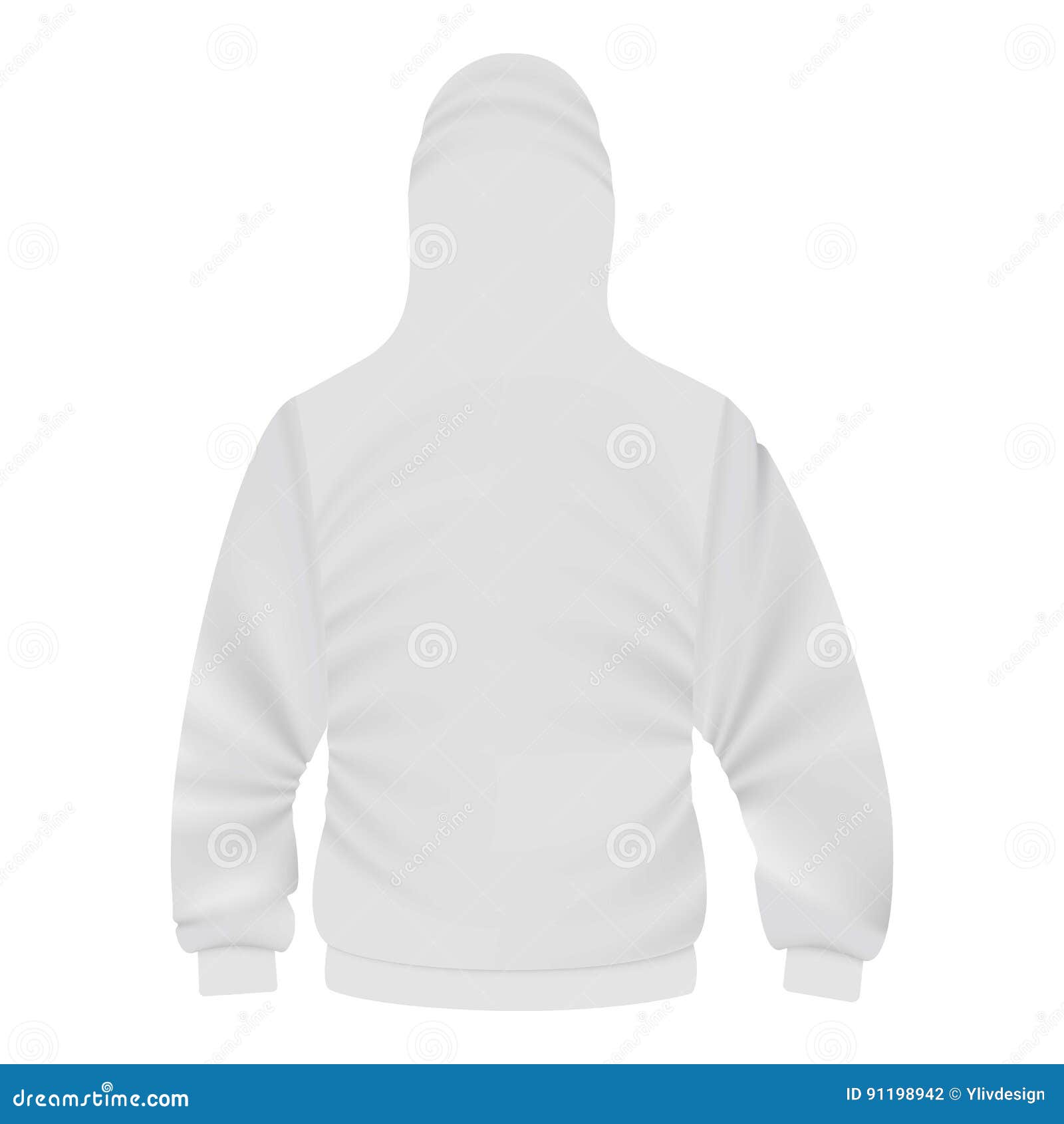 Download Back Of White Hoodie Mockup, Realistic Style Stock Vector - Illustration of hood, front: 91198942