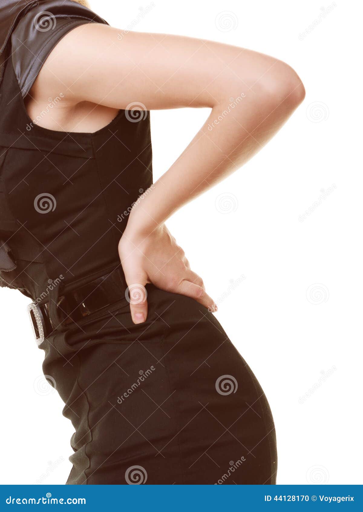 Backache Closeup Of Woman Suffering From Back Pain Stock Photo Image