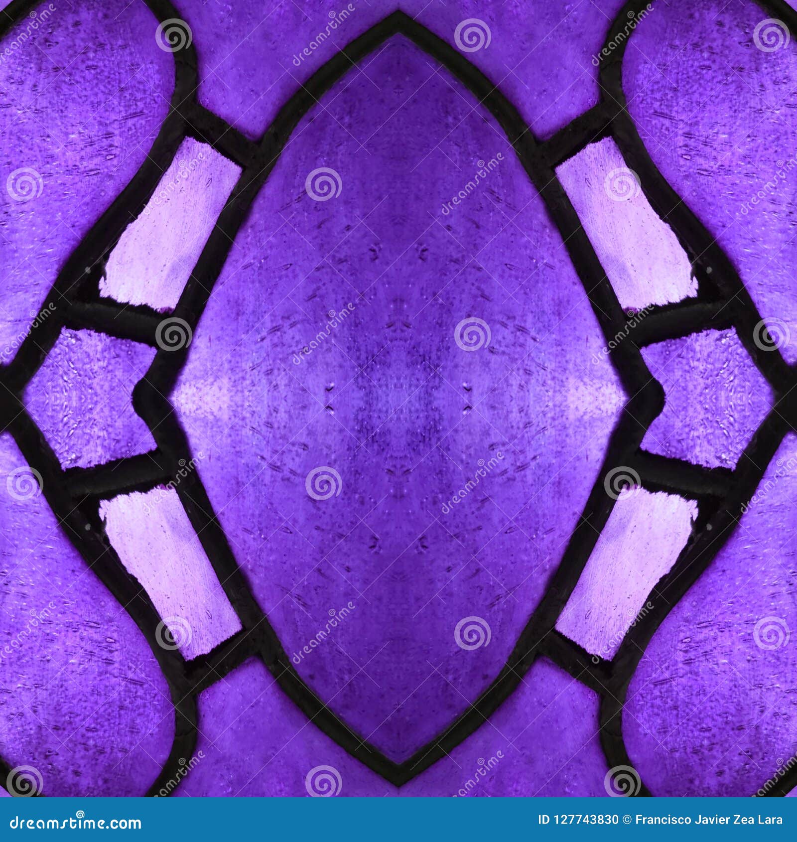 Approaching the Stained Glass in Purple Colors, with Symmetry and