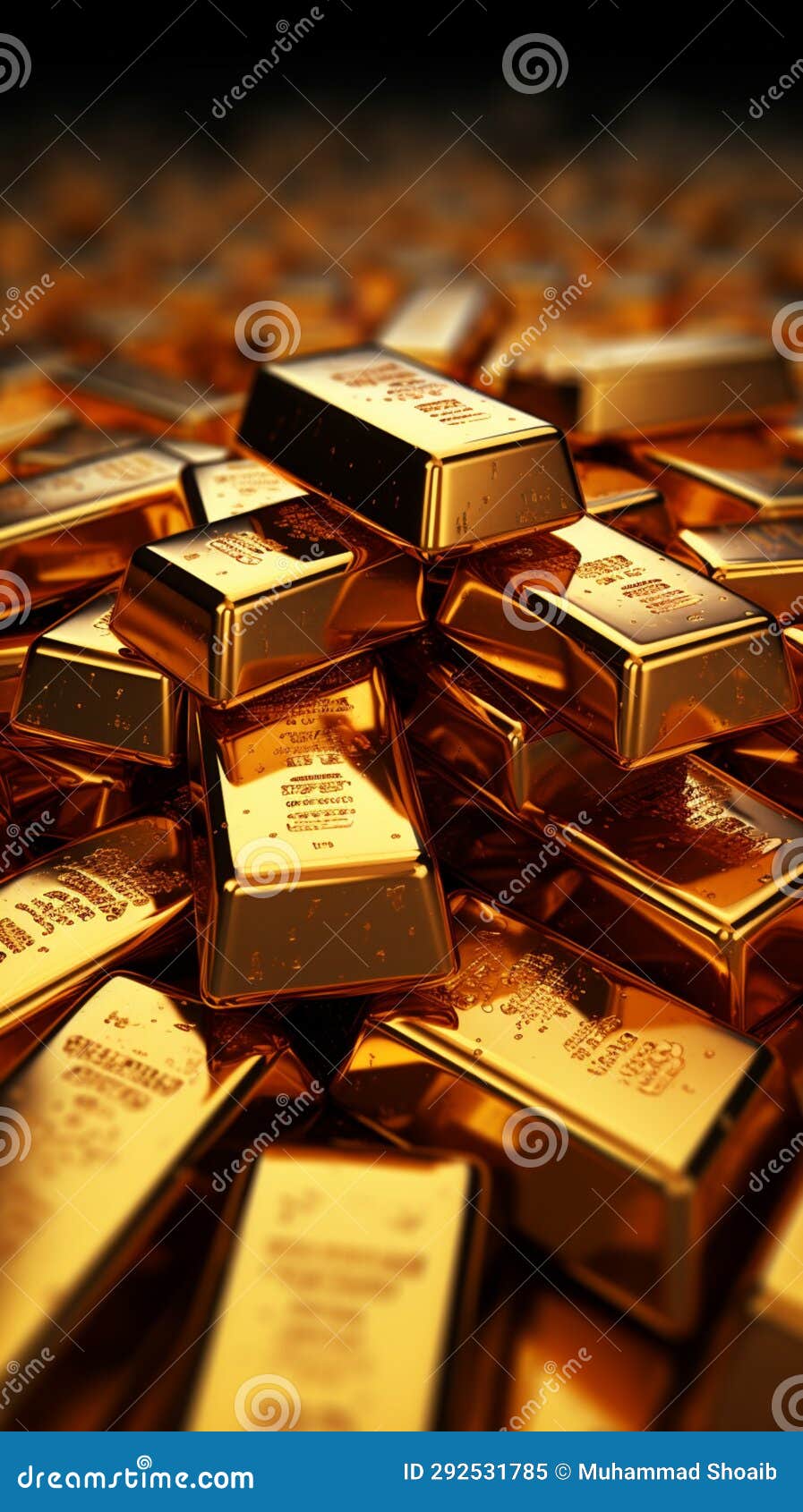 A Backdrop of 3D Gold Bars Represents International Wealth and Finance