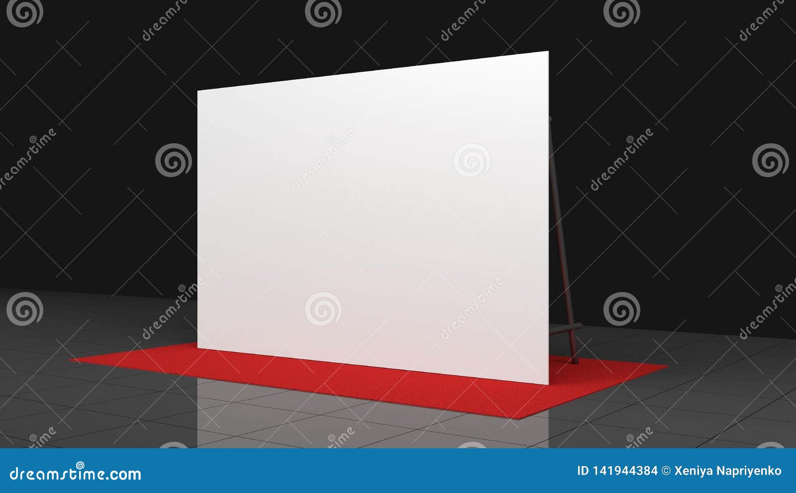 Download Backdrop, Press Banner 2x3 Meters With Red Carpit. 3d Render Template. Mockup Stock Photo ...