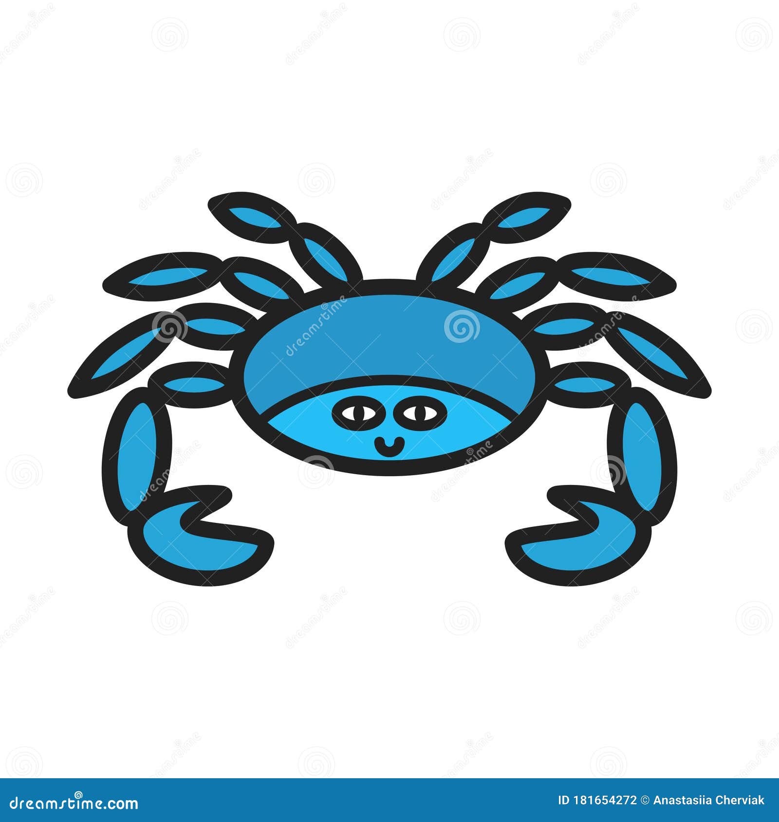 Cute Blue Crab Cartoon / Large 11 x 14 art print (more colors available