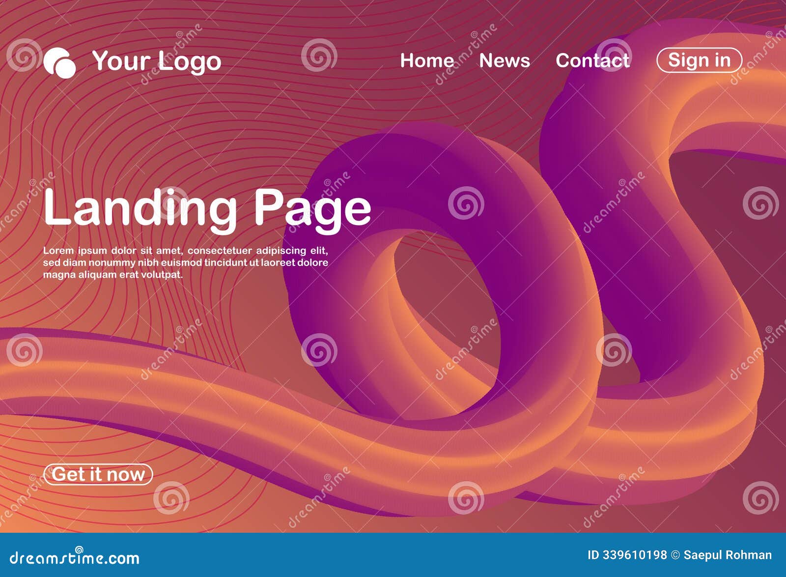 background abstract 3d landing page template_