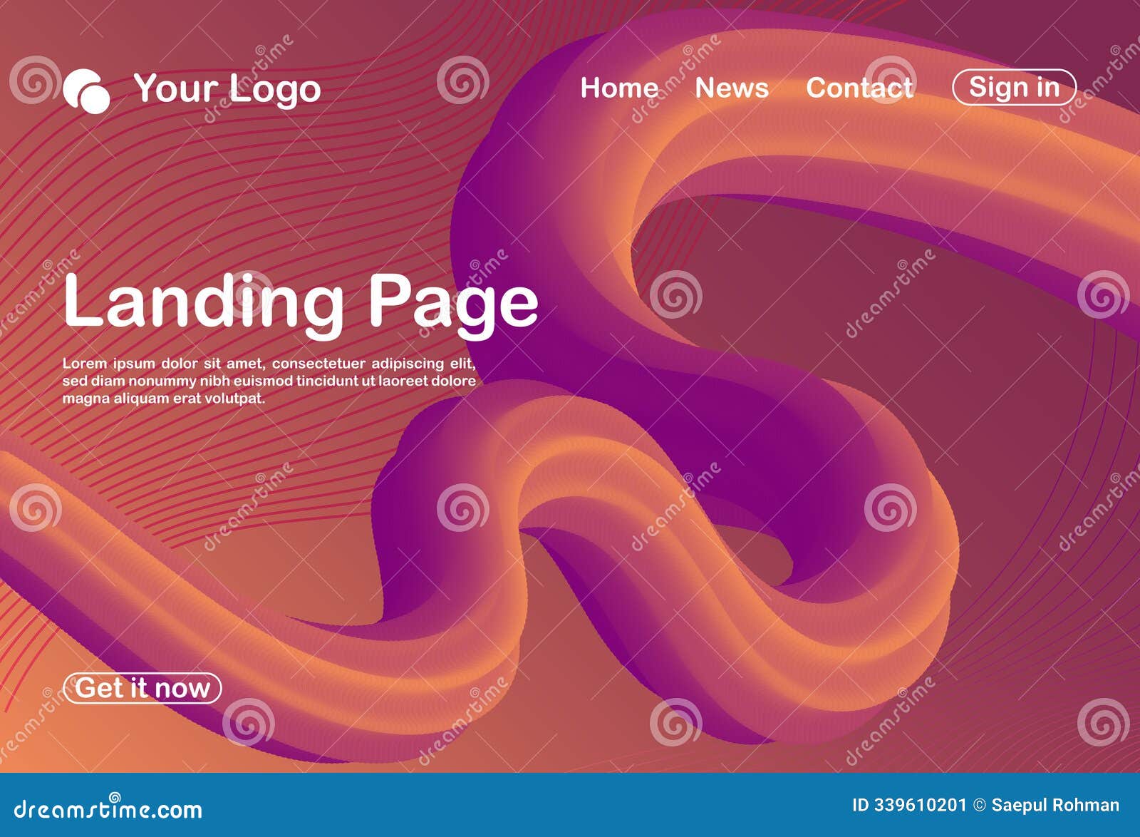 background abstract 3d landing page template_