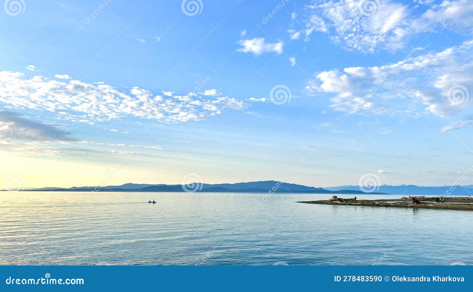 background for advertising travel to the sea or ocean only sky and water horizon light blue ocean and yellow sunset