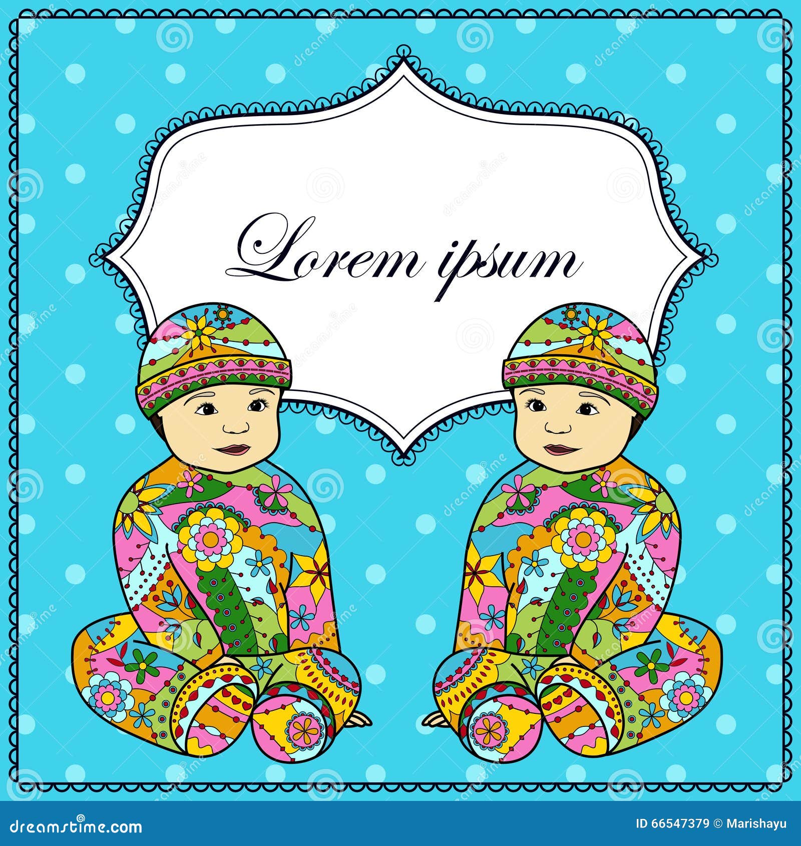 Background with Baby Boys Twins Stock Vector - Illustration of