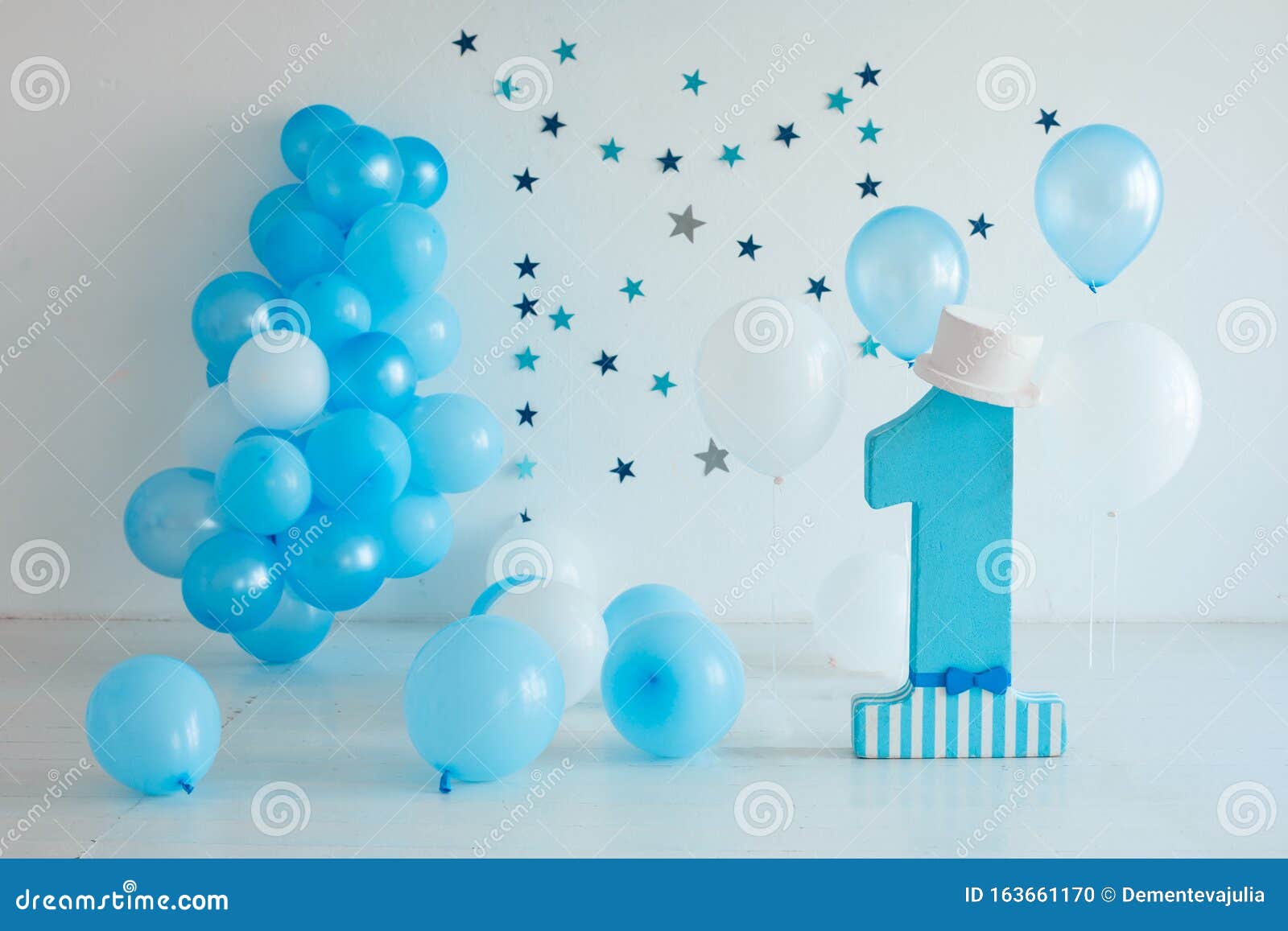 Background with Balloons for First Birthday Stock Photo - Image of gift,  banner: 163661170