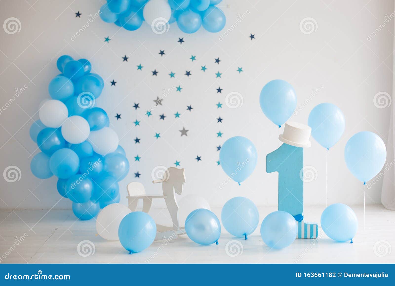 Background with Balloons for First Birthday Stock Photo - Image of  anniversary, holiday: 163661182