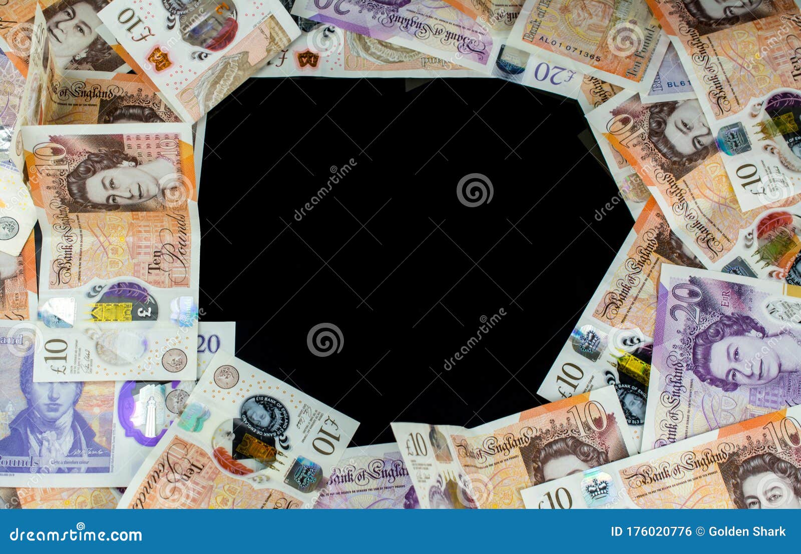 Money Of United Kingdom Close Up On Black Background ...
