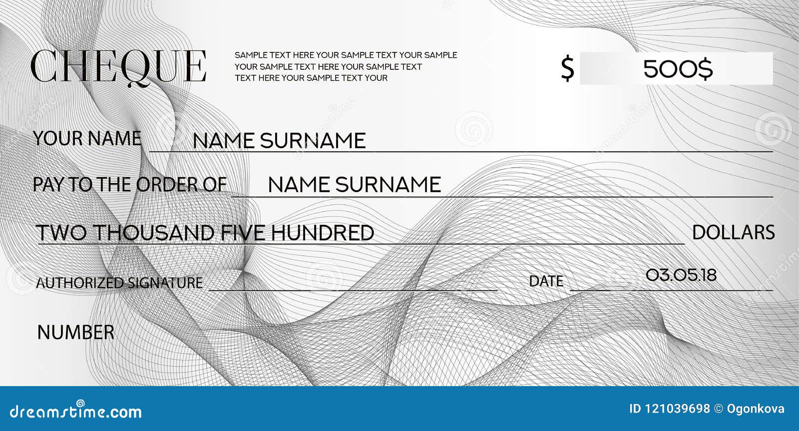 Cheque Check Template, Chequebook Template. Bank Cheque with