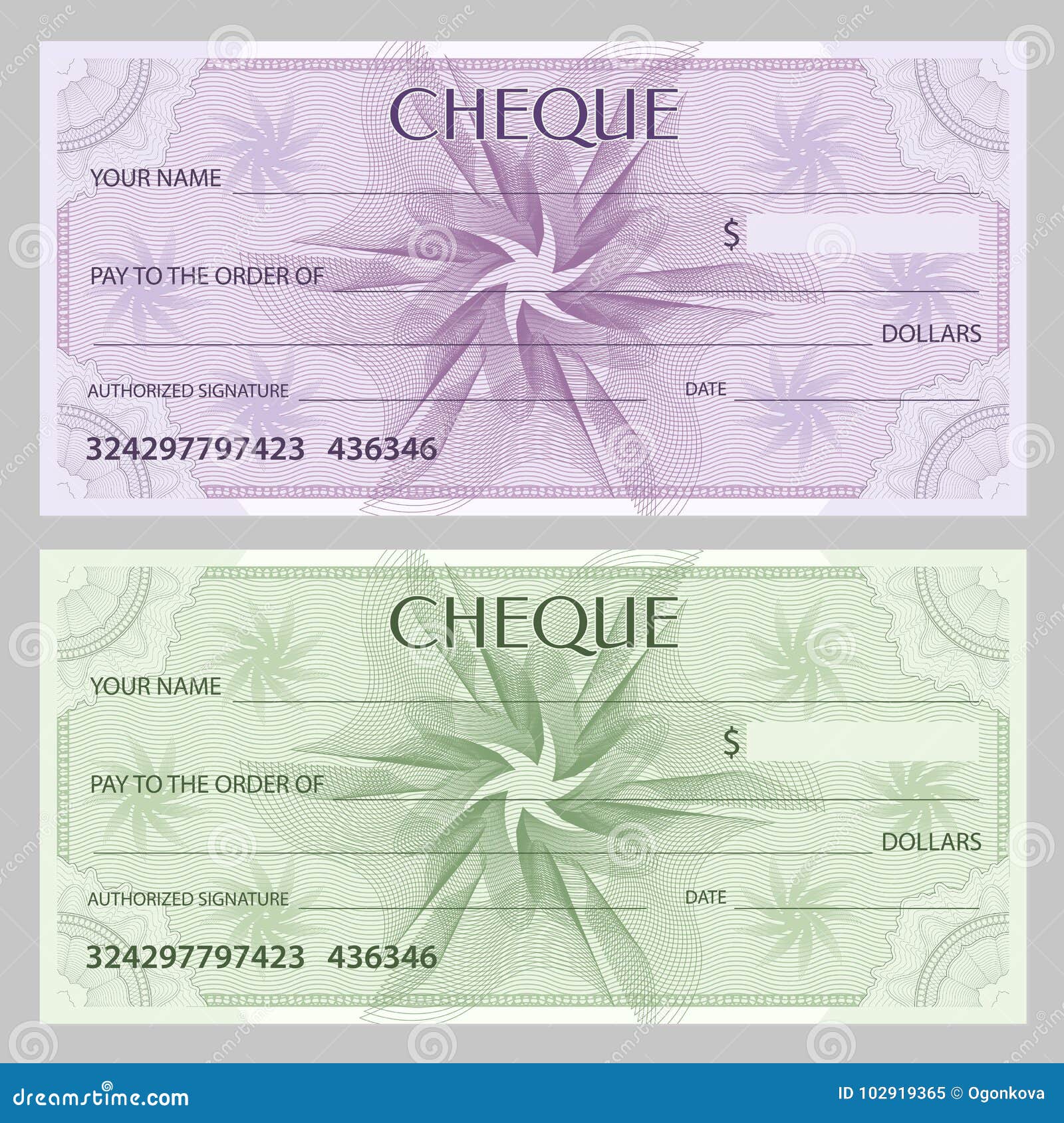 Check Cheque, Chequebook Template. Guilloche Pattern with Watermark ...