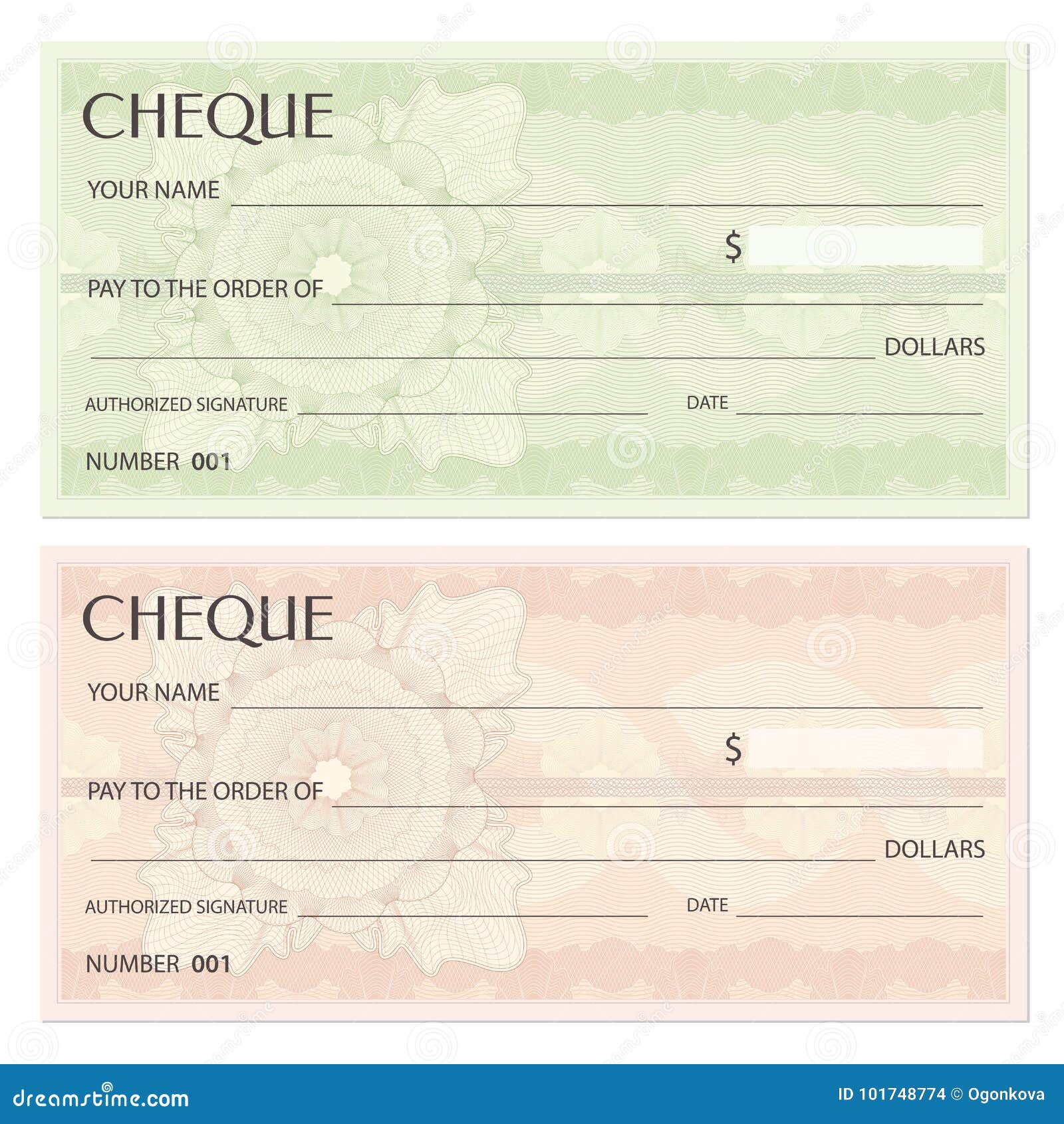 check cheque, chequebook template. guilloche pattern with watermark, spirograph
