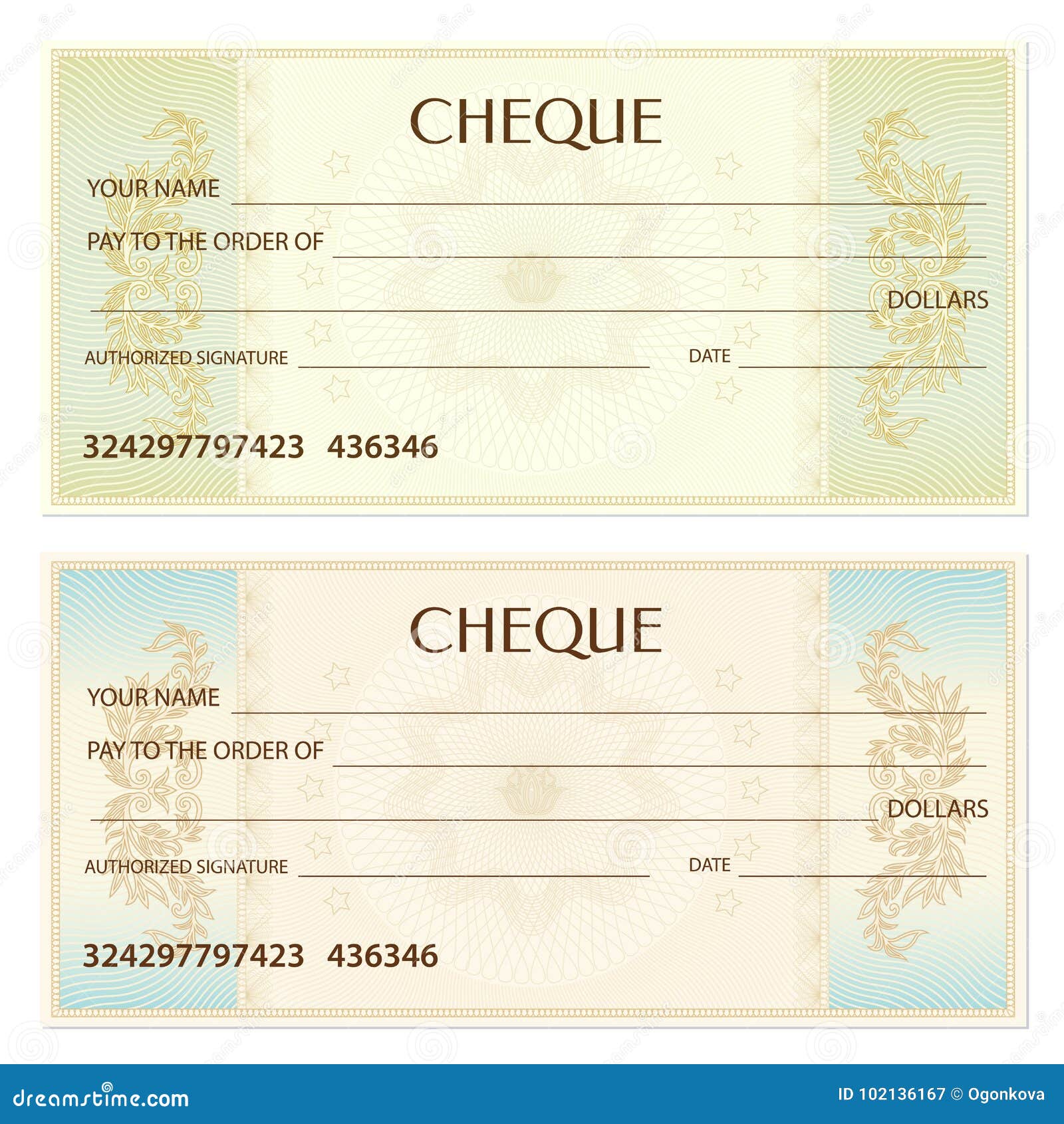 Check Cheque, Chequebook Template. Guilloche Pattern with Watermark ...