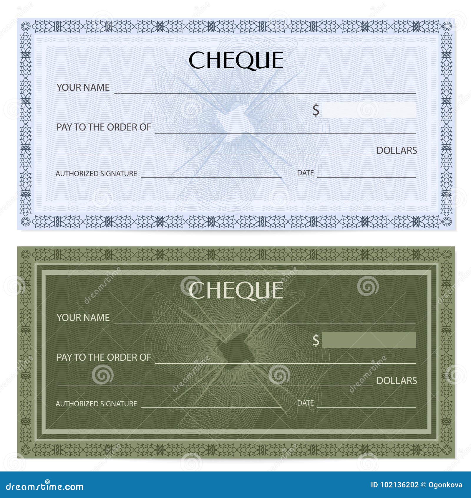 Check Cheque, Chequebook Template. Guilloche Pattern with Watermark ...