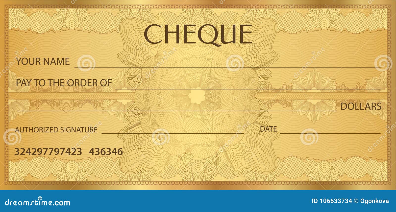 check cheque, chequebook template. guilloche pattern with watermark, spirograph