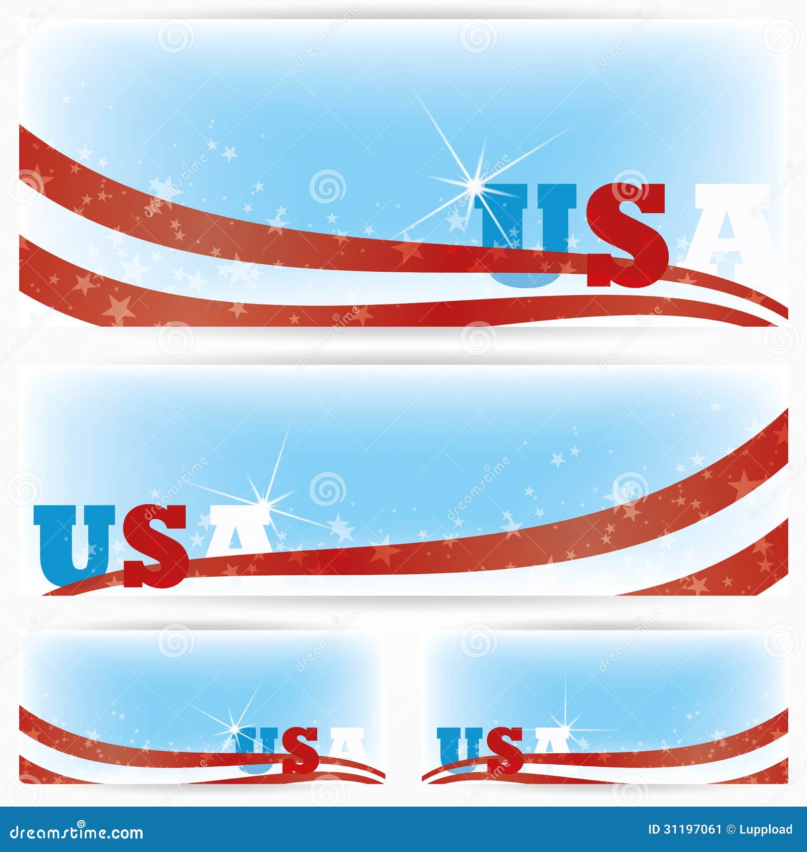Background Banners of USA Flags, Brochure Stock Vector Illustration