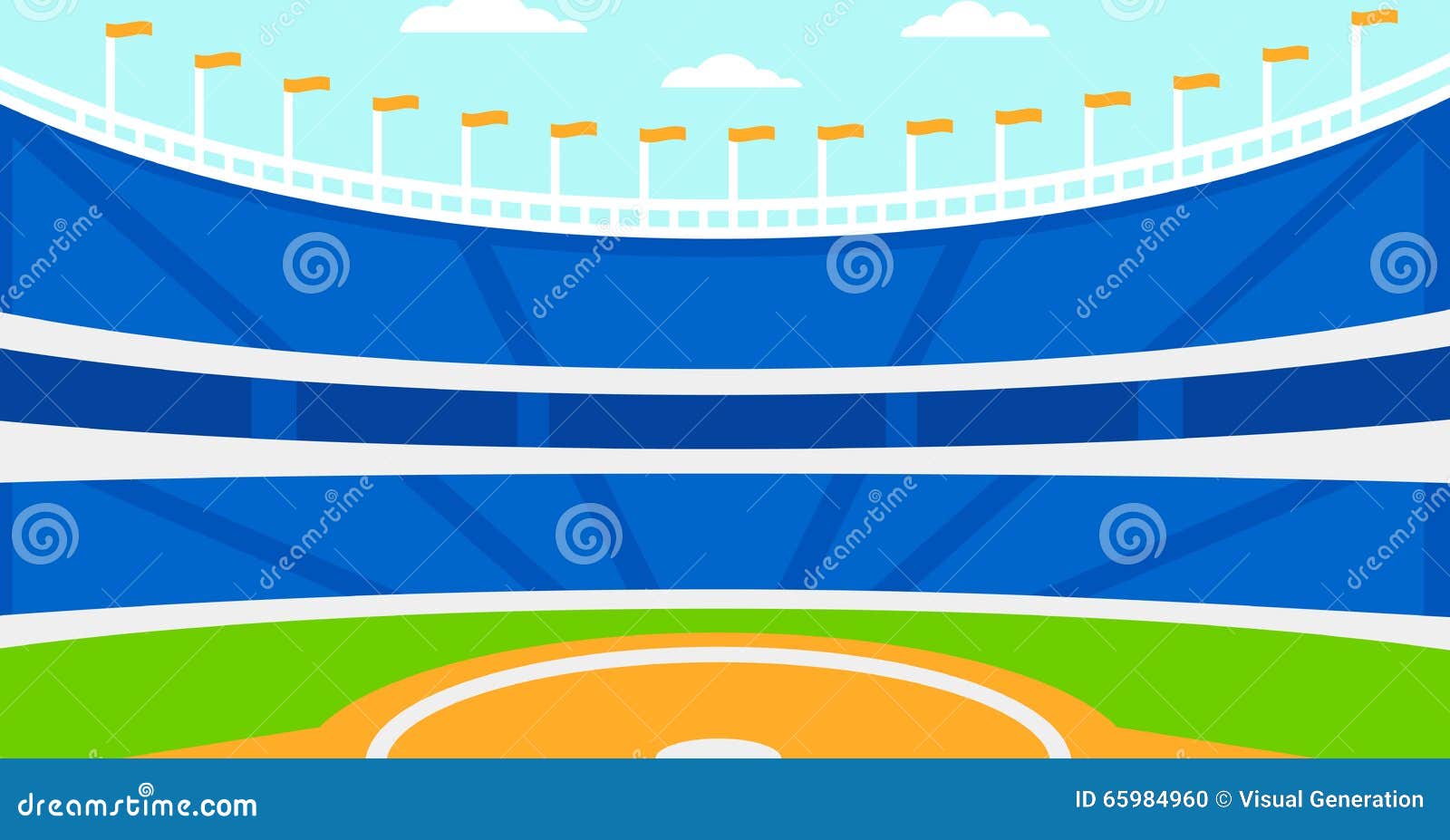Background of Baseball Stadium. Stock Vector Illustration of cartoon