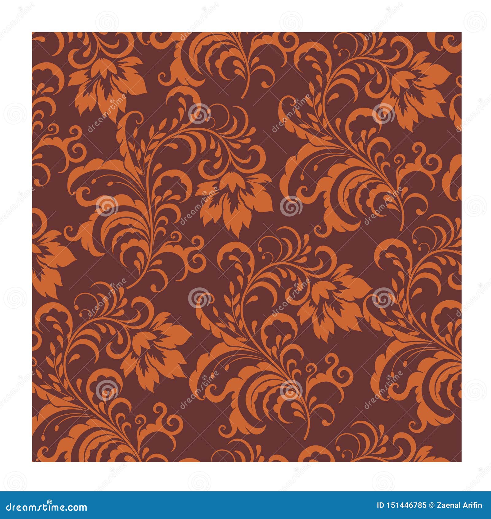 Background Batik Seamless Vector Brown Orange for Fashion Textile Print.  Stock Vector - Illustration of floral, bali: 151446785