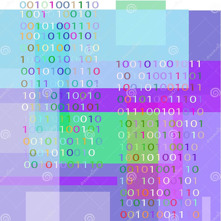 Background with Binary Code and Geometric Shapes of Blue Colors. Stock ...