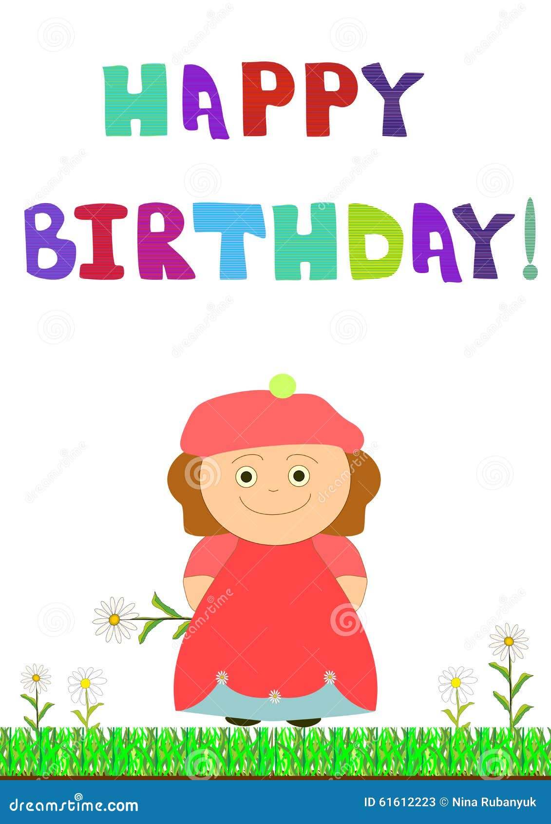 Background Birthday with a Girl Stock Illustration - Illustration of ...
