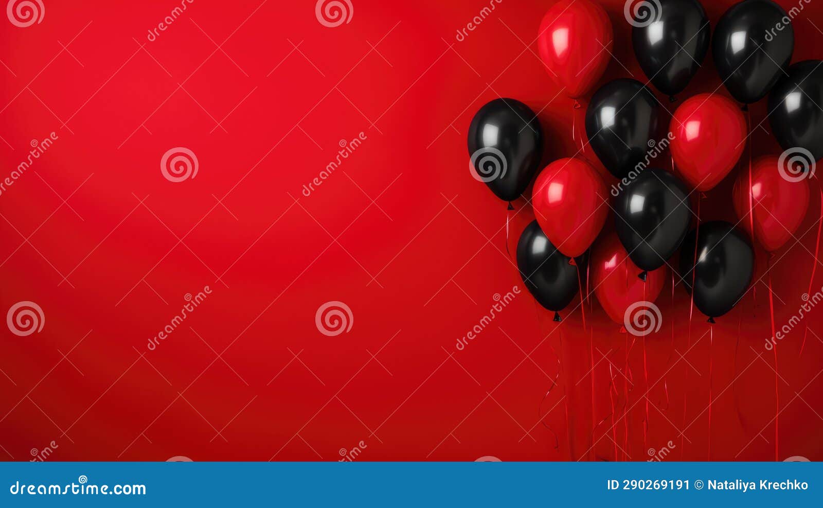 background with black and redballoons on red for black friday