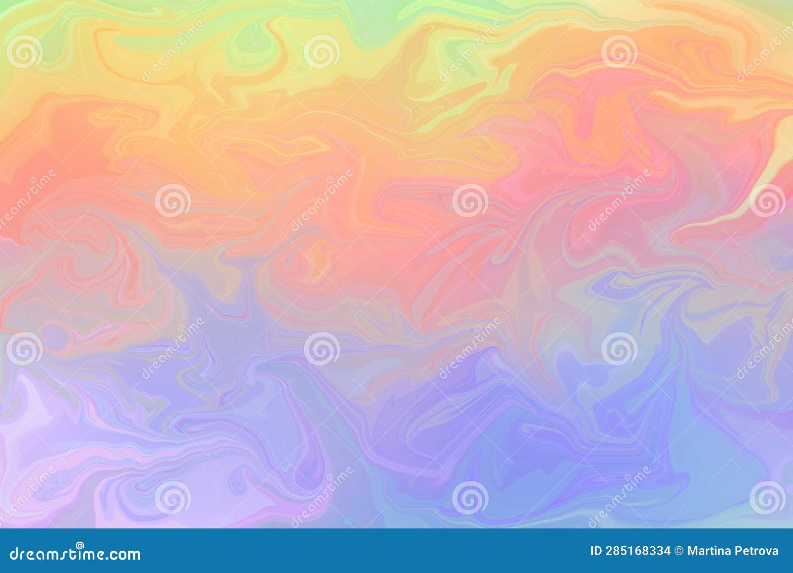 background, blending pastel shades of yellow, pink, orange and blue reminiscent of oil slicks