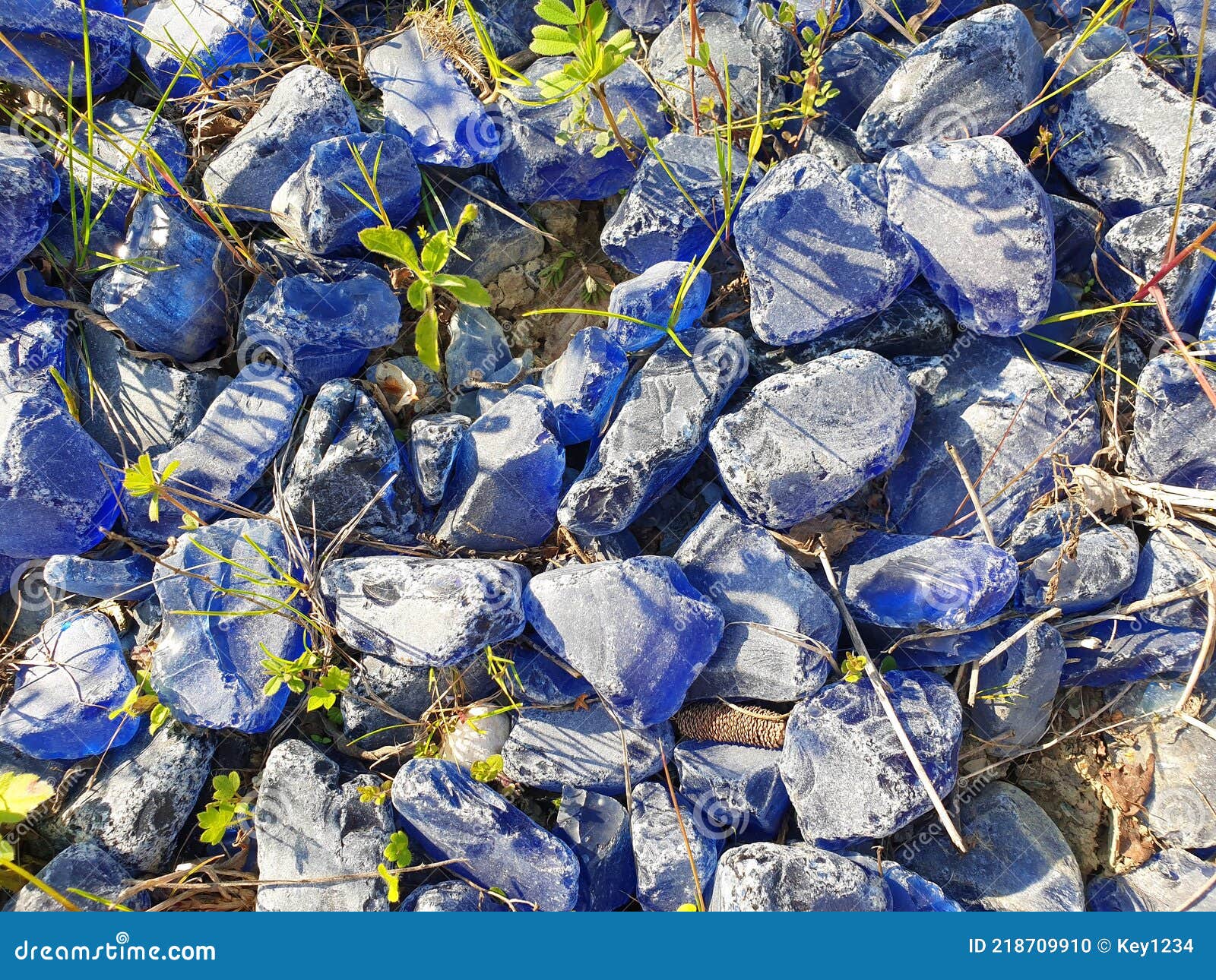 Background of Blue Glass Stones for Decoration Stock Photo - Image of