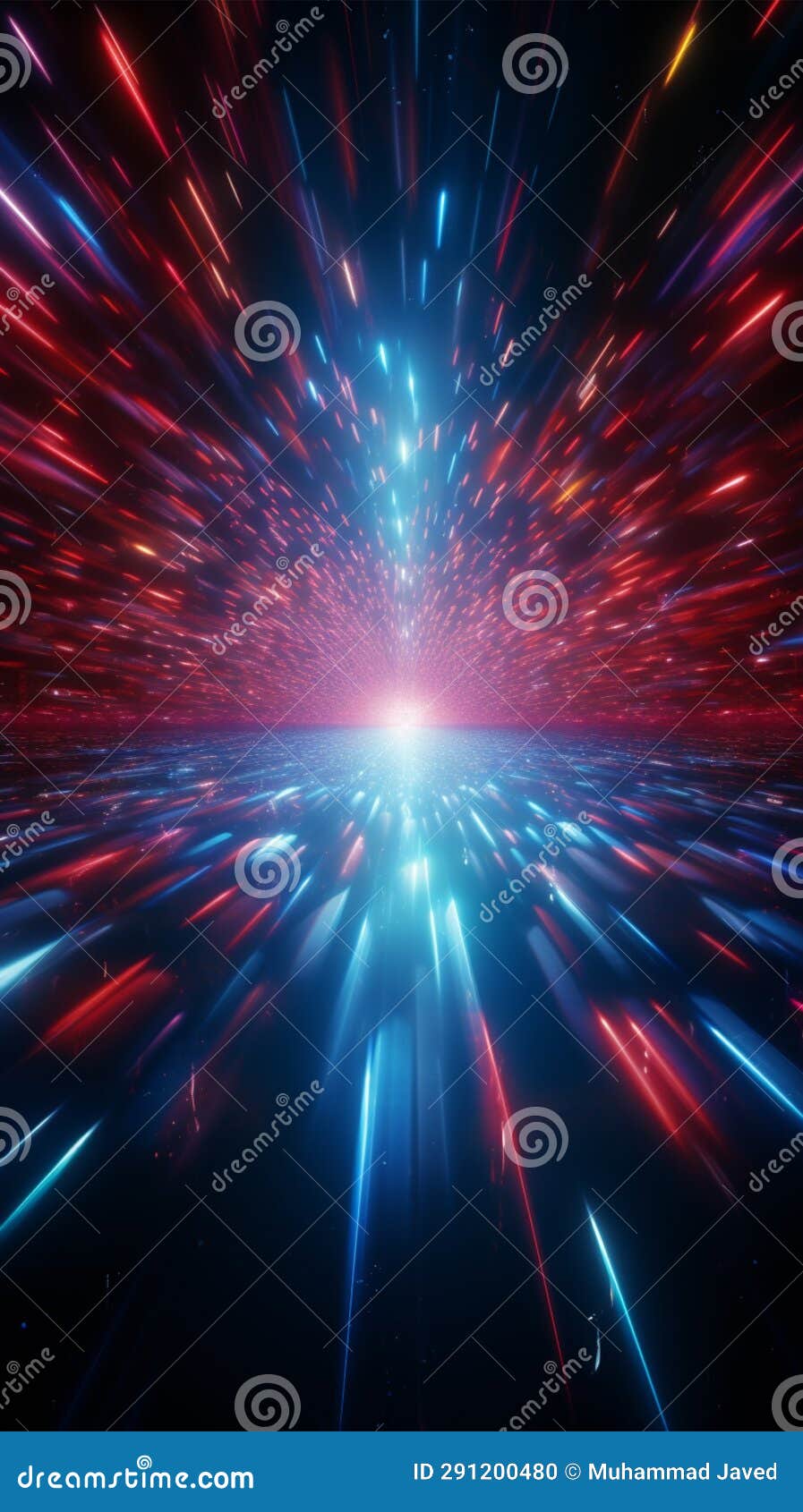 background of blue and red shining rays at the disco