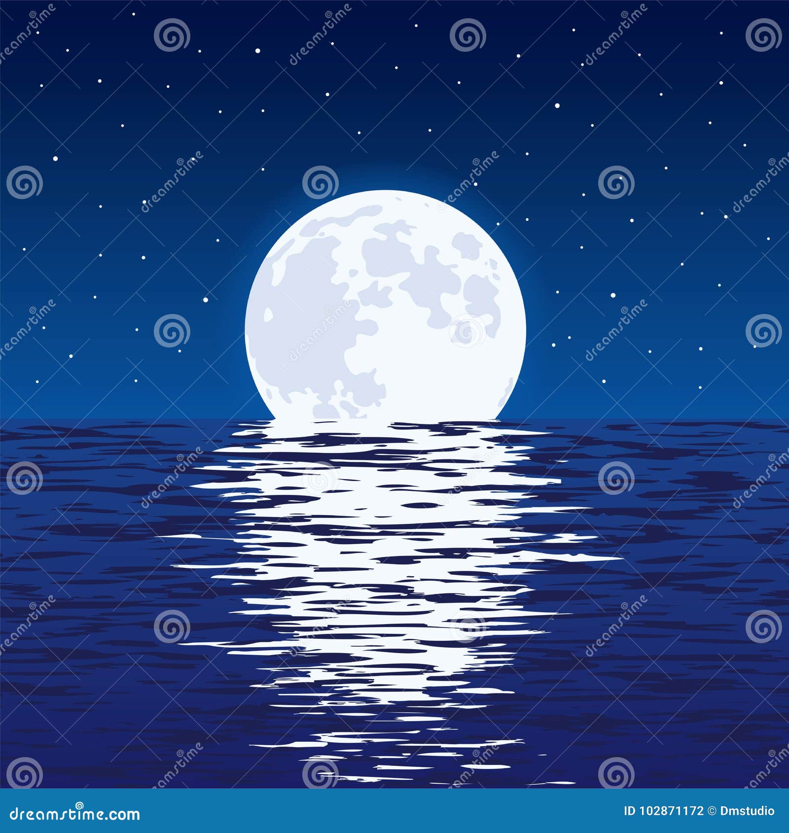 background of blue sea and full moon at night. 