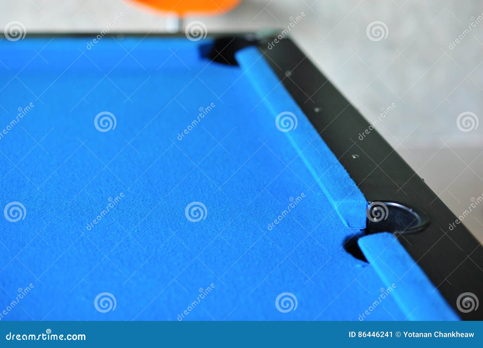 Background of Blue Woolen Fabric Flannel Felt Snooker Table and Stock