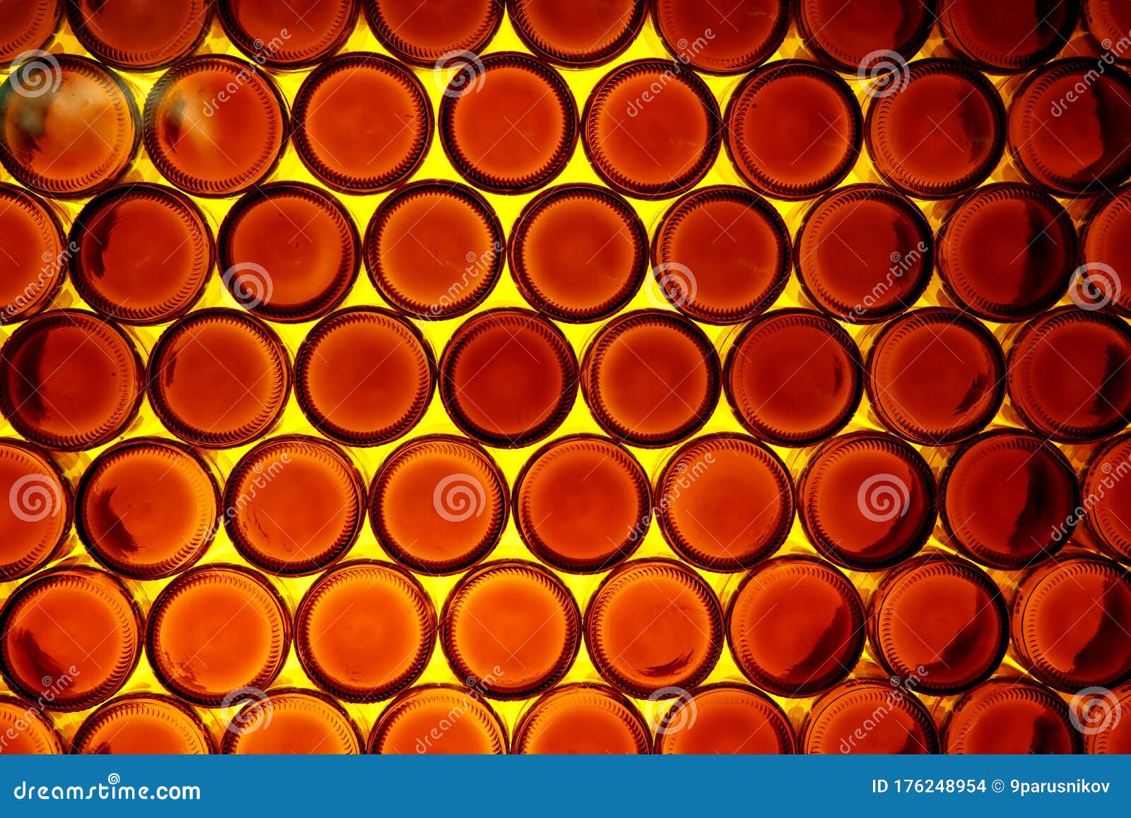 background of bottoms of orange bottles